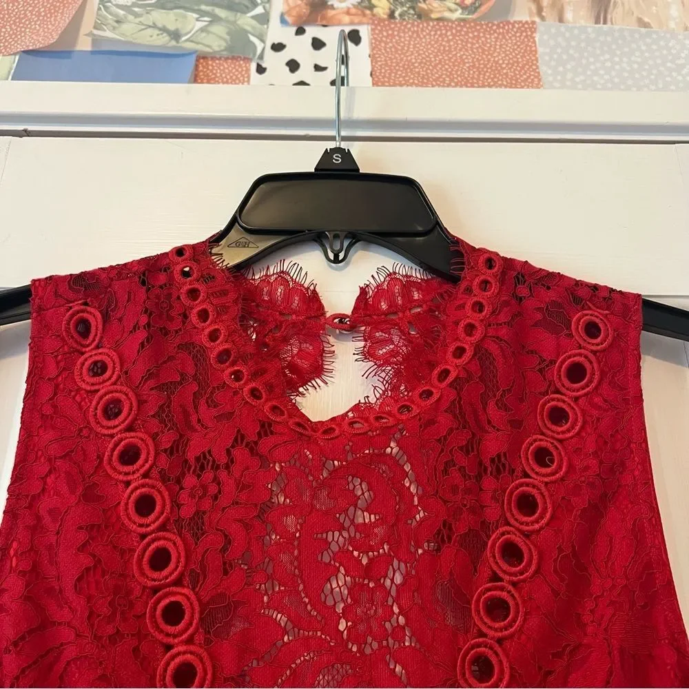 NWT Saylor x Free People Red Cherie Lace Mini Dress Size Large - Picture 3 of 10